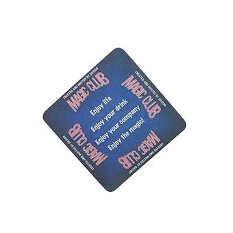 Blue High Quality Magic Club Logo Printing Paper Coaster Customized Wholesale Cheap Paper Cup Pads